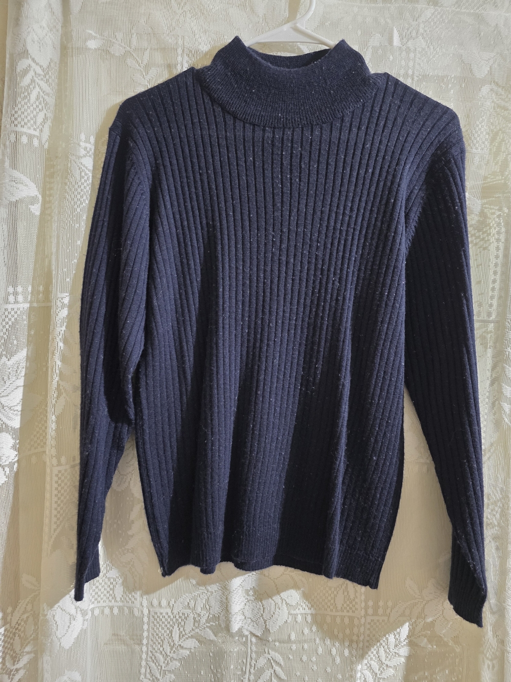 Karen Scott Navy Ribbed Turtleneck Sweater